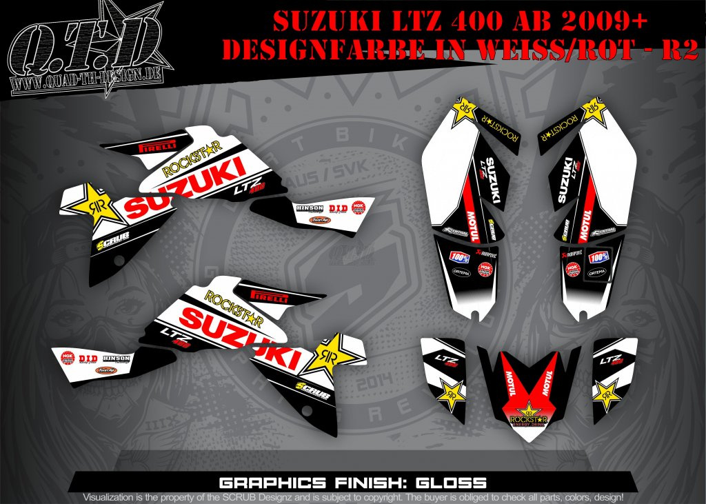 Factory Replica 3 Weiß-Rot für Suzuki LTZ 400 ab 2009+